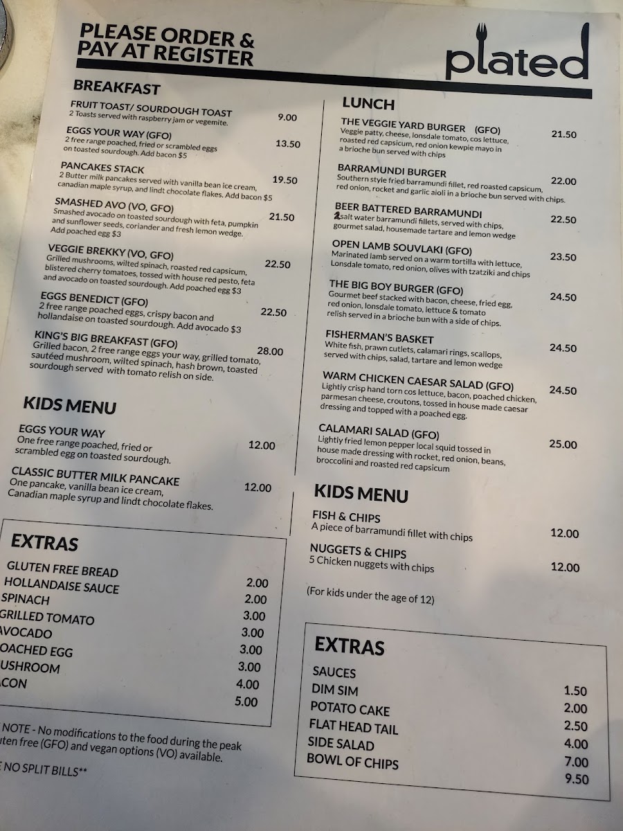 Menu - Plated Cafe | Restaurant | Bar photo 4